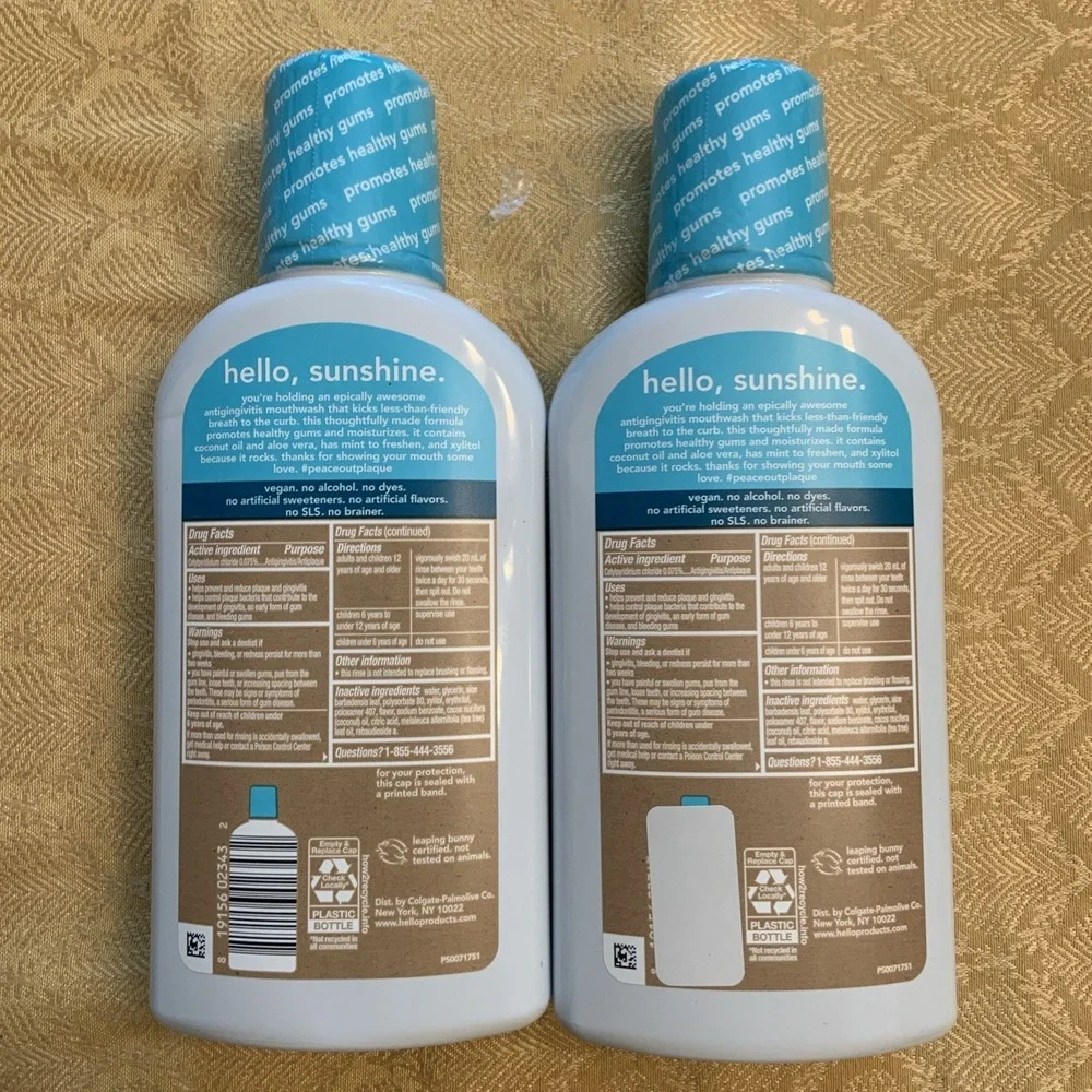 (2) HELLO Peace Out Plaque Antiplaque Mouthwash Natural Mint 16oz Exp 02/2027